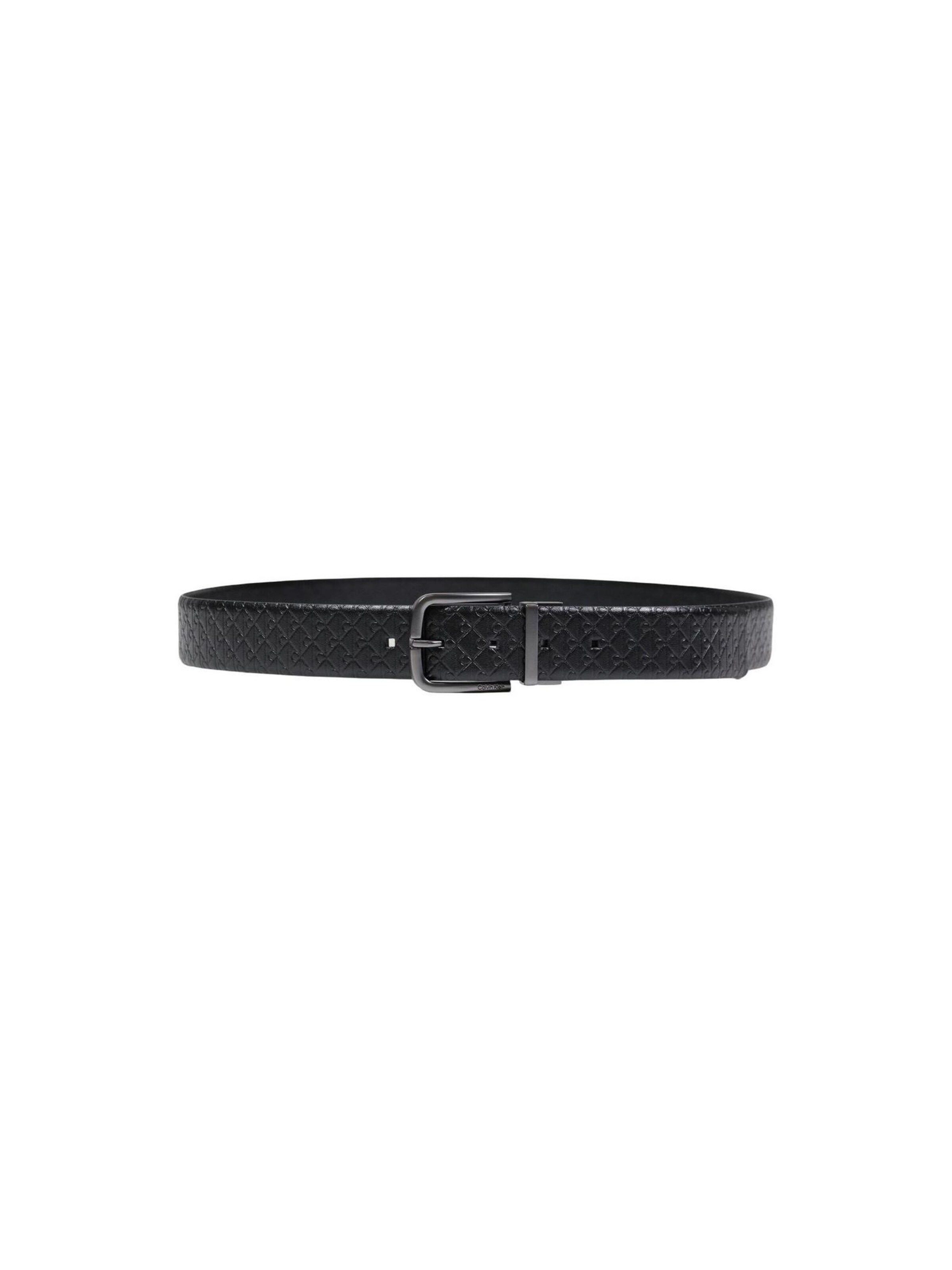 Cintura 'ROUND BUCKLE SMOOTH W/ AOP 35MM LV04D7042G' di Calvin Klein in nero: frontale