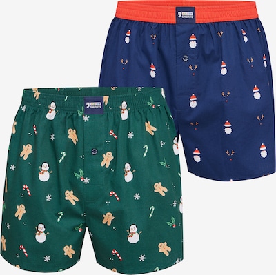 Happy Shorts Boxers ' XMAS ' en bleu foncé / vert, Vue avec produit