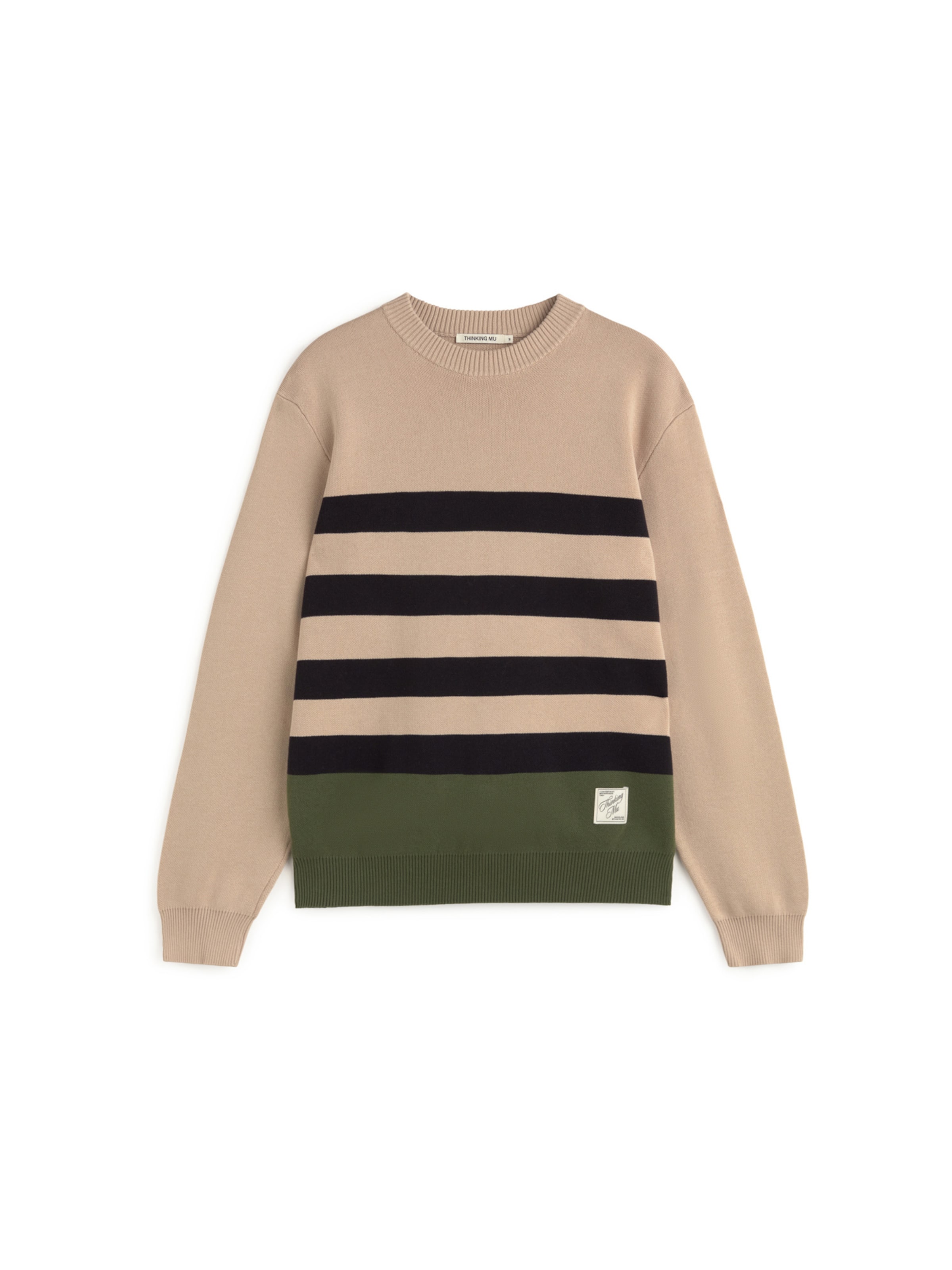 Thinking MU Trui 'Seth' in Beige: voorkant