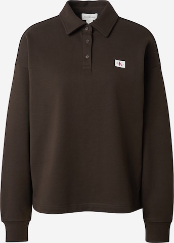 Sweat-shirt Calvin Klein Jeans en marron : devant