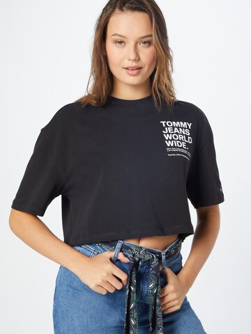 Tommy Jeans - Camisa 'WORLDWIDE' em preto: frente