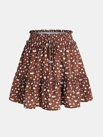 Cupshe Sukně 'Floriculture Floral Mini Skirt' – hnědá: přední strana