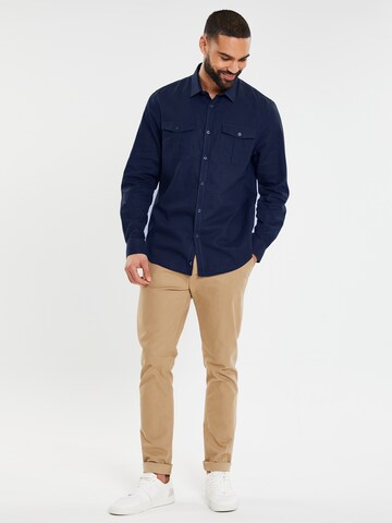 Threadbare Comfort fit Button Up Shirt 'Collins' in Blue