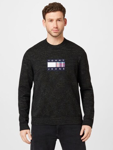 Tommy Jeans Sweater 'Tartan' in Black: front