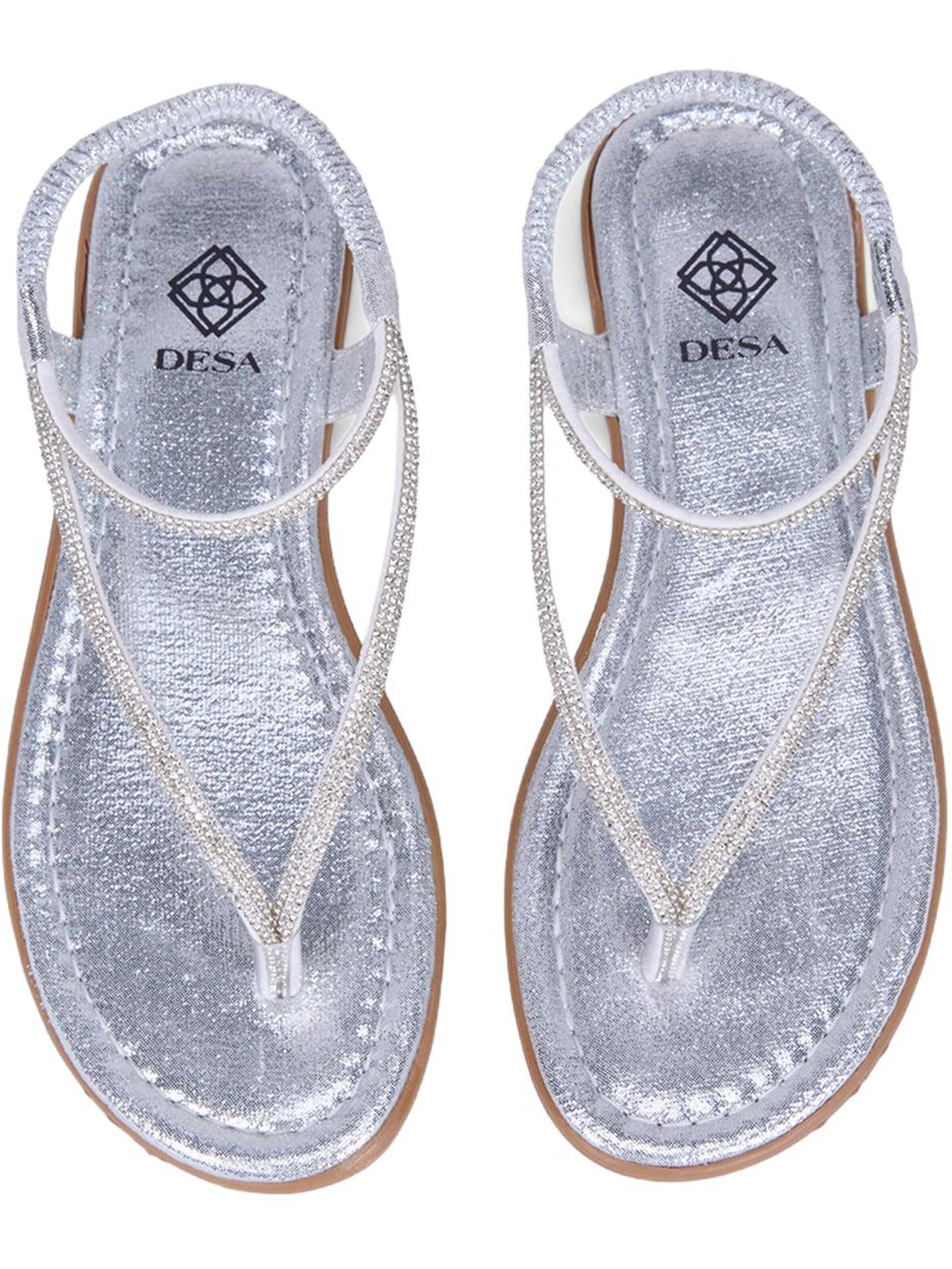 Desa - Sandalias de dedo 'Zehenstegsandalen' en plata