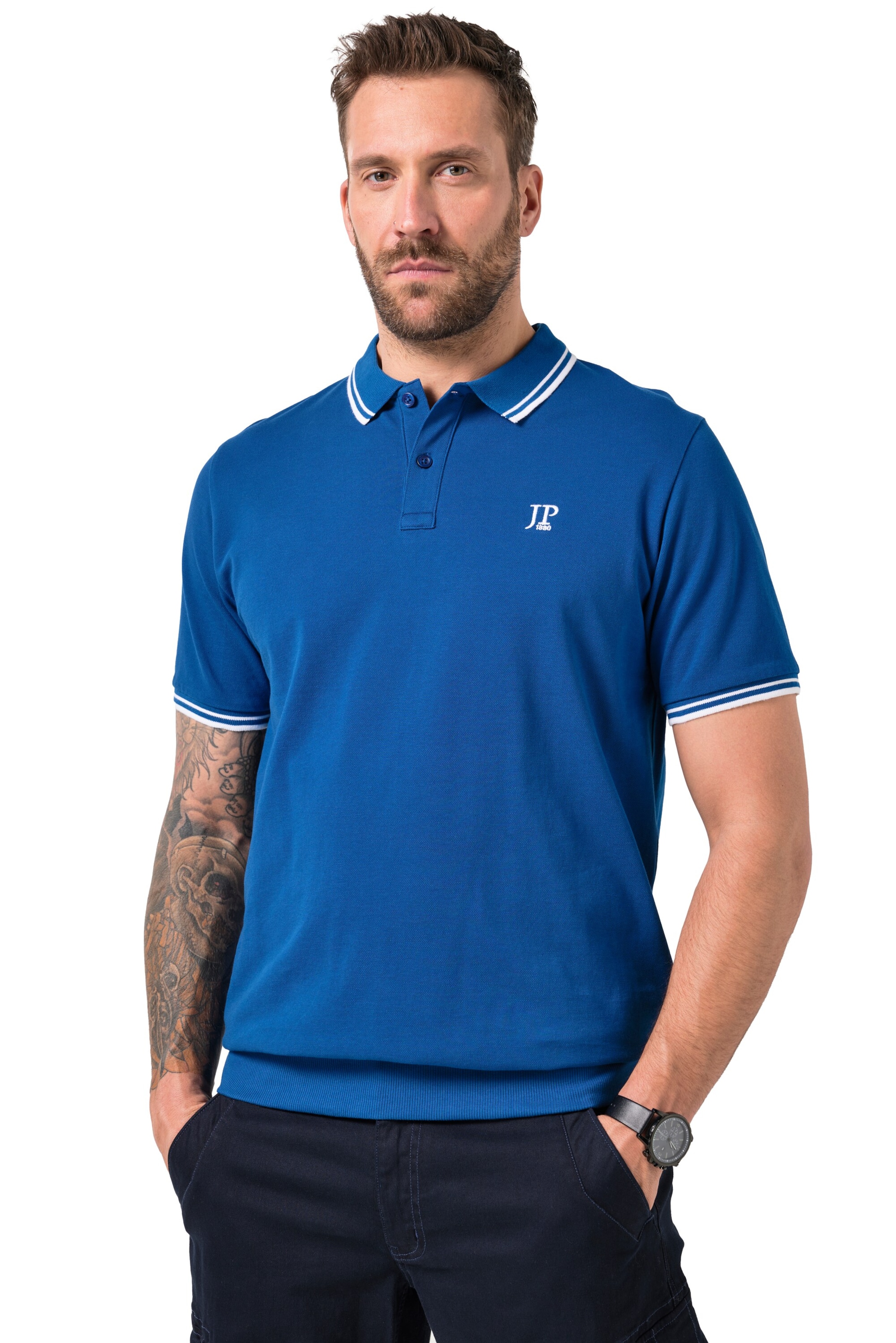 JP1880 Poloshirt in Blau: Vorderseite
