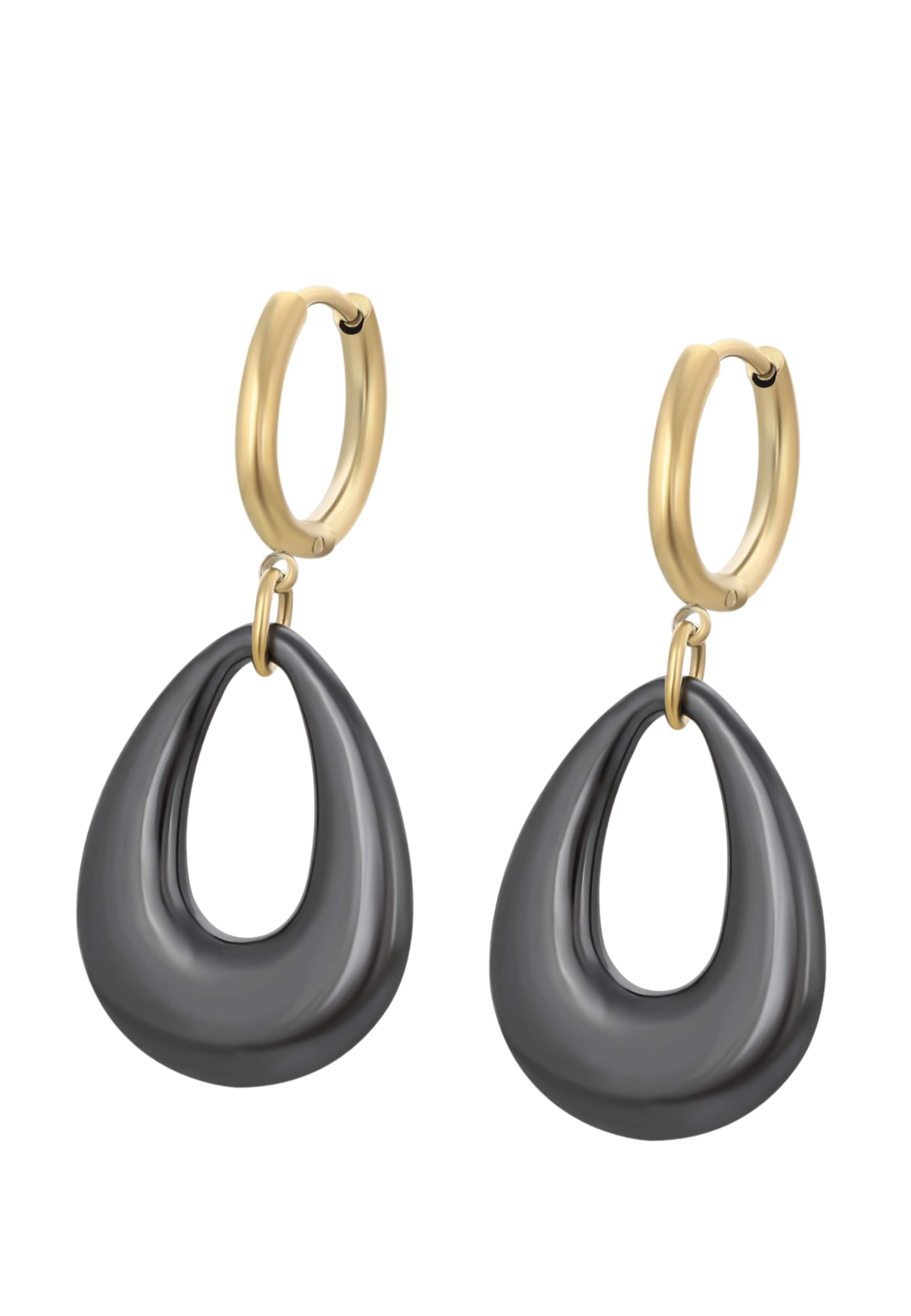 Gaya Boucles d'oreilles en or / anthracite, Vue avec produit