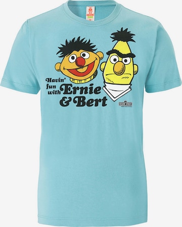 LOGOSHIRT Shirt 'Sesamstrasse - Ernie & Bert | Havin' Fun' in Blue: front