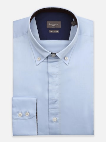 Camicia 'Roma Iconic Satin Man Shirt Grey' di 7Camicie in blu: frontale