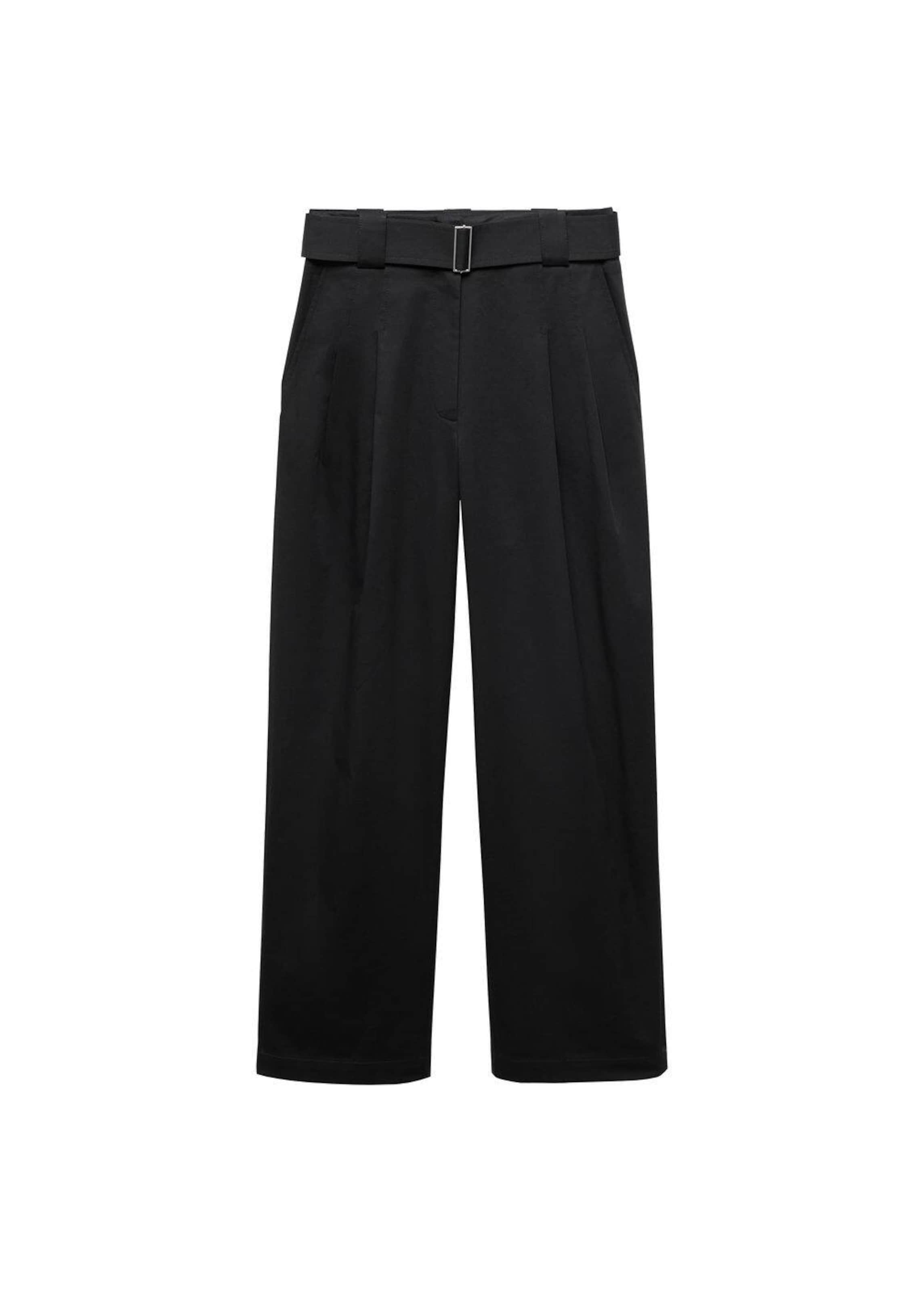 MANGO Loosefit Kalhoty se sklady v pase 'Myriam' – černá: přední strana