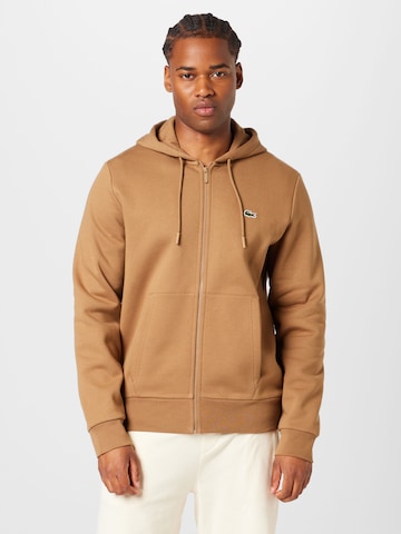 LACOSTE Sweat jacket in Brown: front