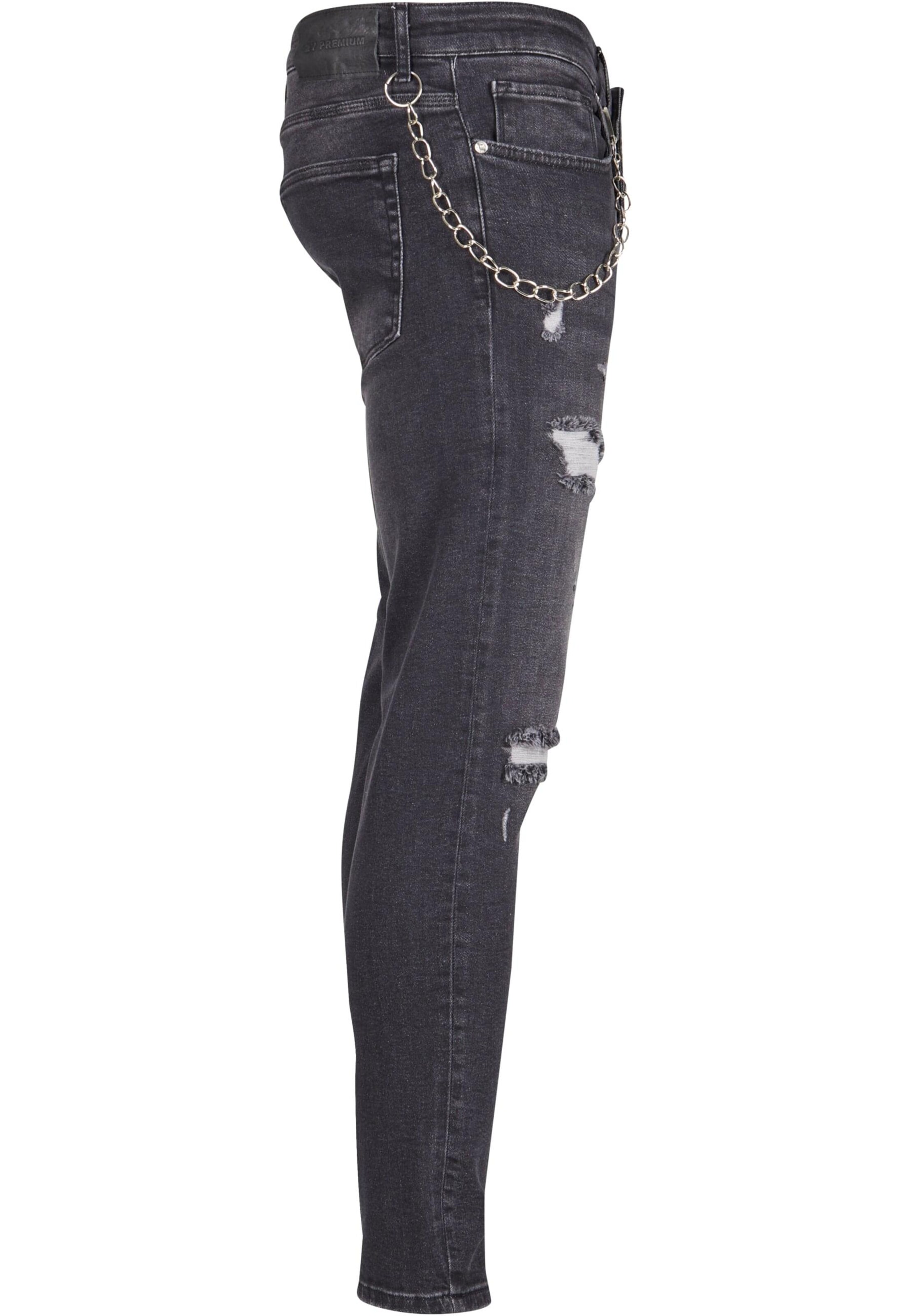 2Y Premium Tapered Jeans in Schwarz