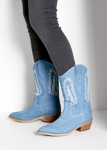 LASCANA Cowboy Boots in Blue: front