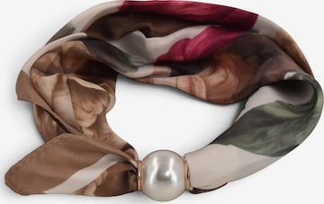 styleBREAKER Tuch 'Perlenhalstuch mit Magnetverschluss & Blumenmuster' in Beige: Vorderseite