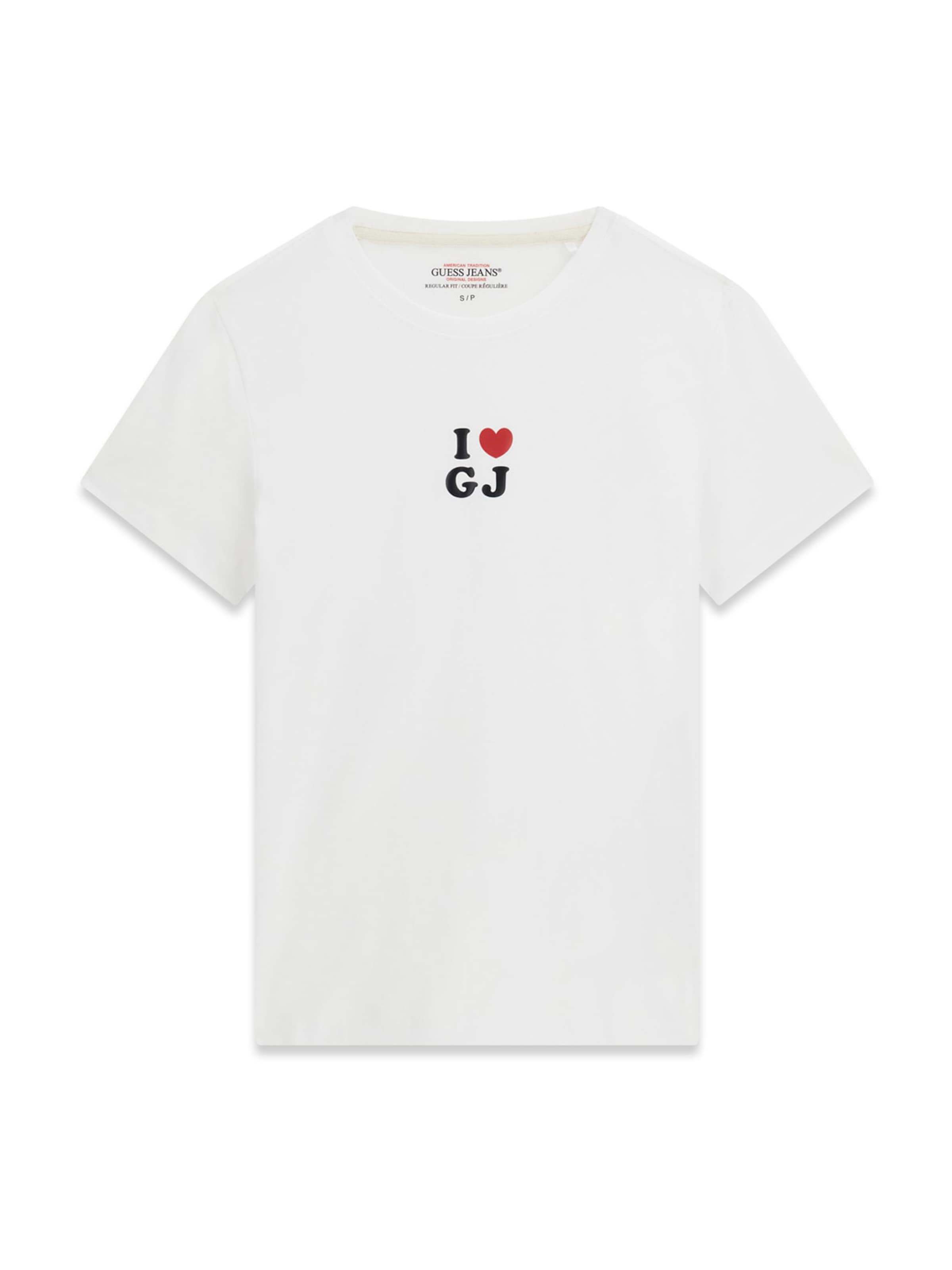 Maglietta 'I LOVE GJ' di GUESS JEANS in bianco: frontale