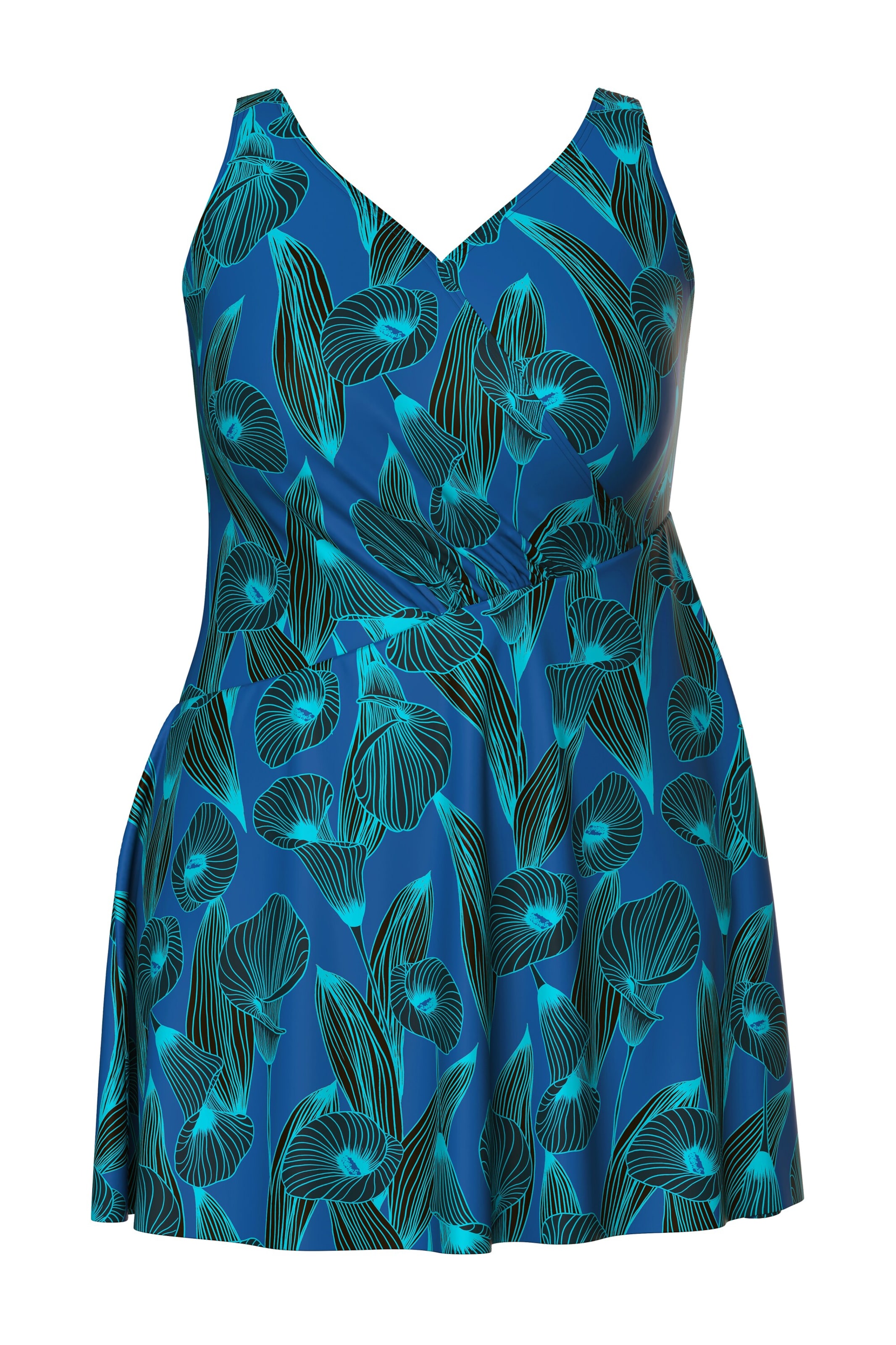 Ulla Popken Badeanzugkleid in Blau: Vorderseite