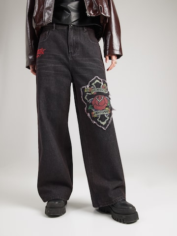 Ed Hardy Широкий Джинсы в Черный: спереди