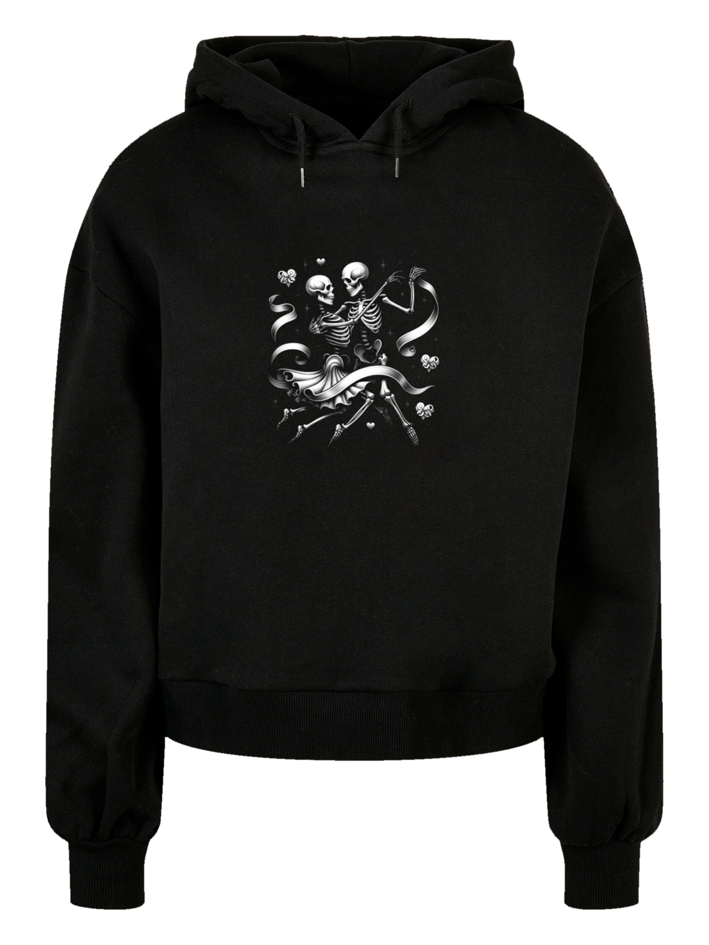 F4NT4STIC Sweatshirt 'Skelettpaar tanzt mit Band' in Zwart: voorkant