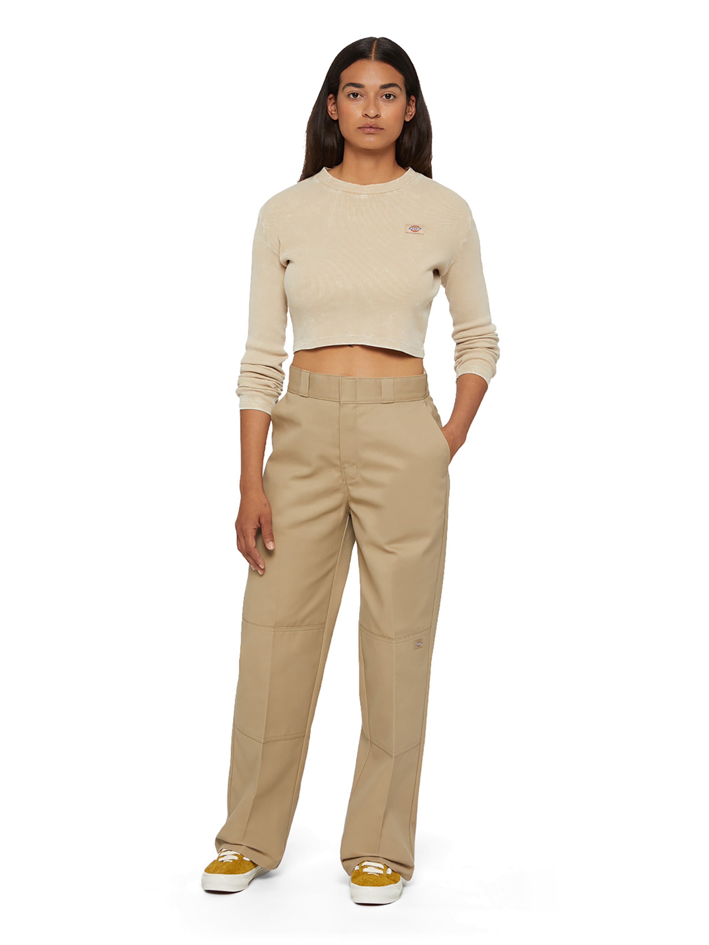 DICKIES Wide leg Trousers with creases in Beige