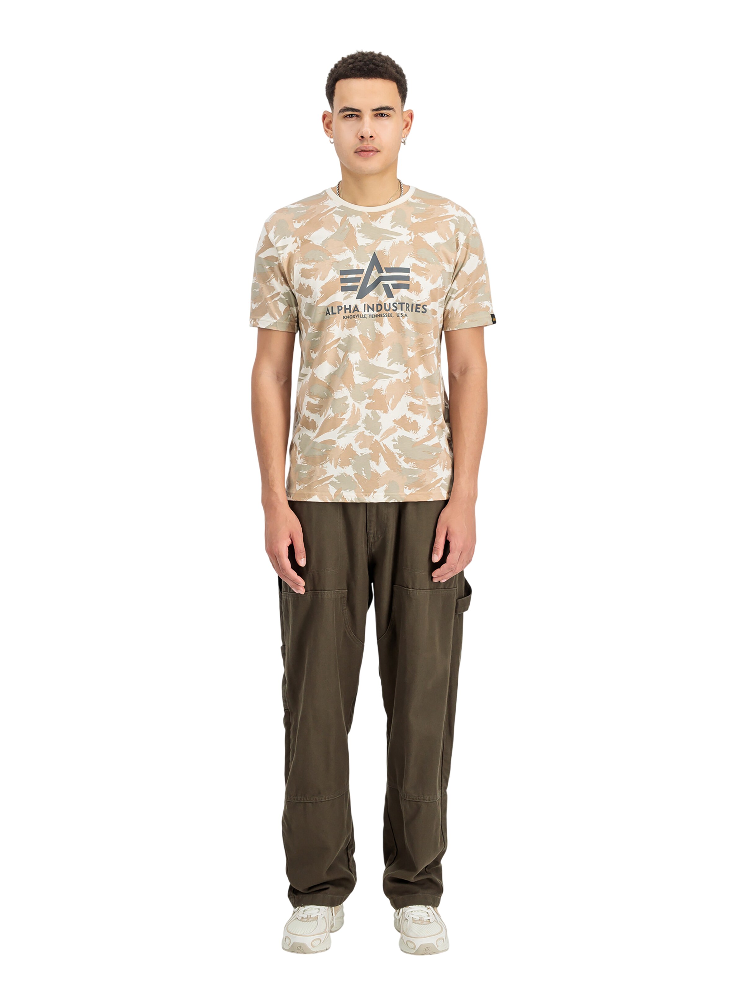 ALPHA INDUSTRIES Shirt 'Basic Logo' in Beige