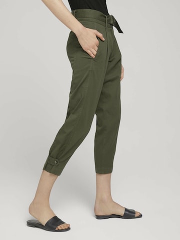 TOM TAILOR Loose fit Pleat-Front Pants in Green