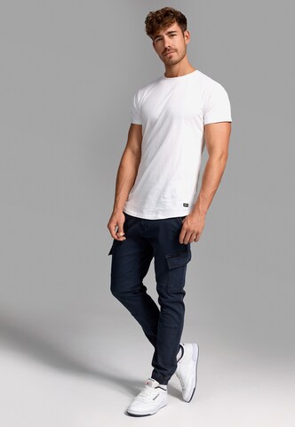 INDICODE JEANS Tapered Cargo trousers 'August' in Blue