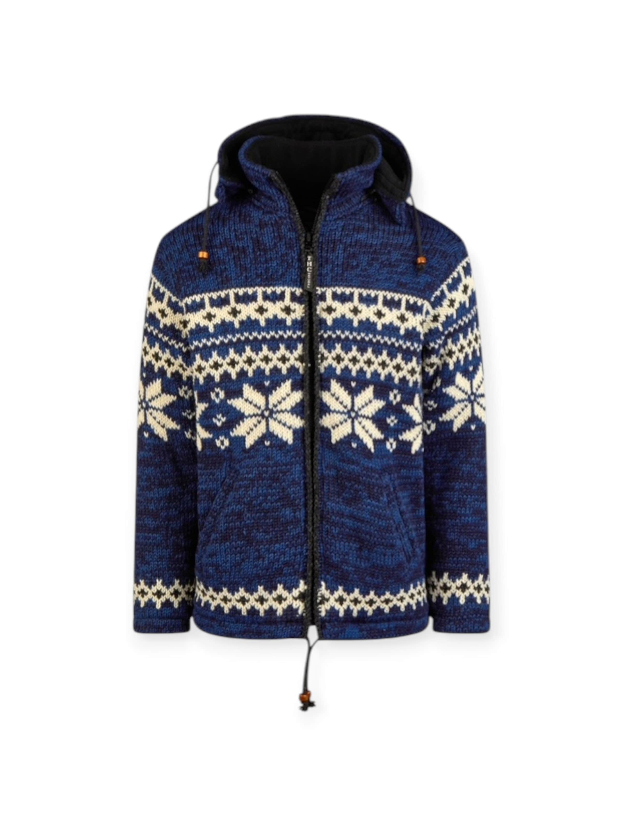 THC Natural Line Knit Cardigan 'THC 605' in Blue: front