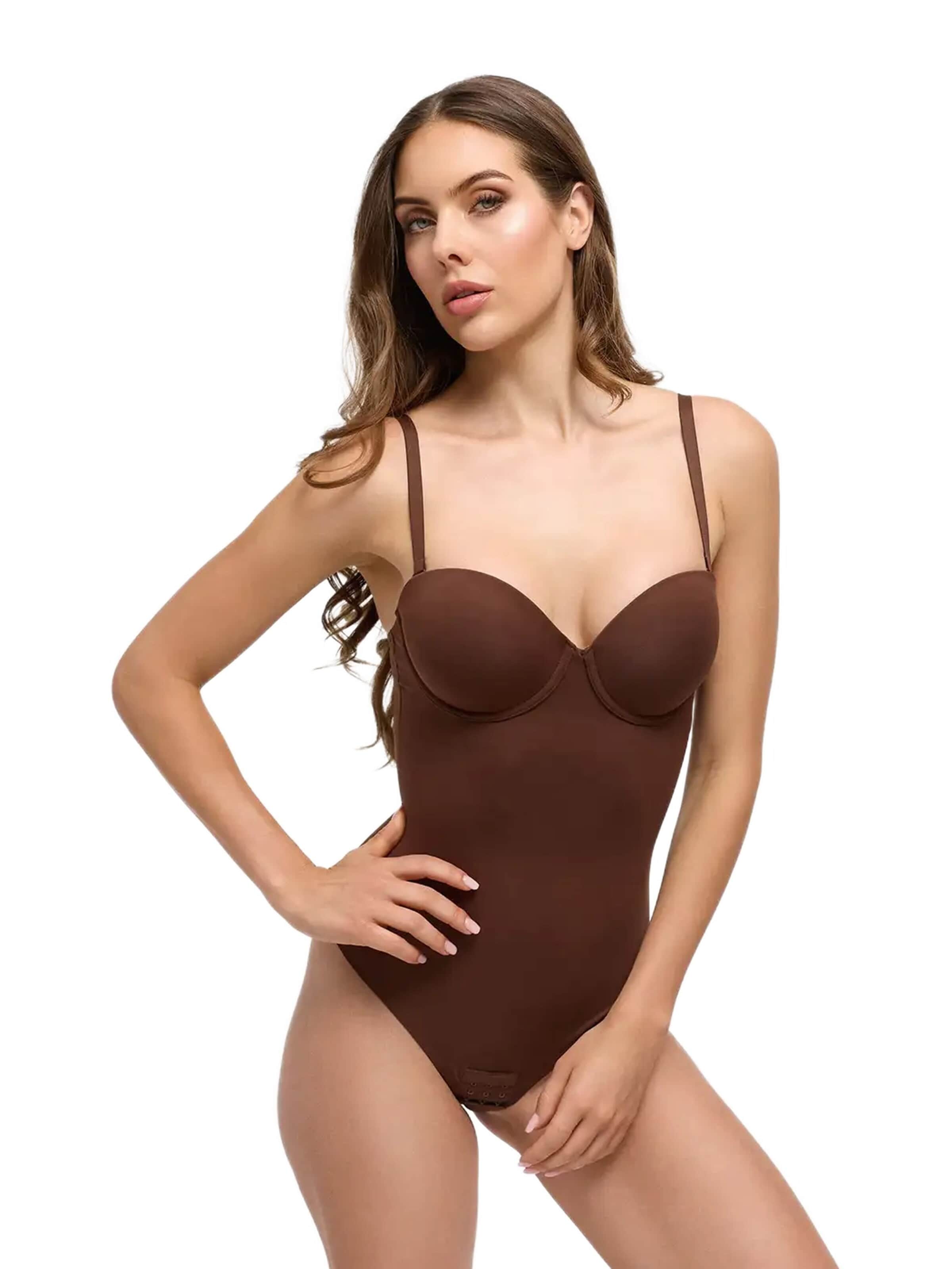 cfab - Body moldeador 'Push-Up Bodysuit mit String' en marrón