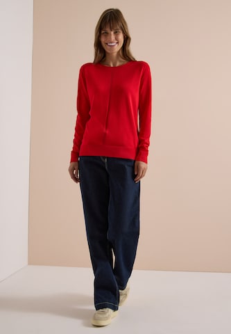 CECIL Basic Pullover mit Rundhals in Unifarbe in Rot