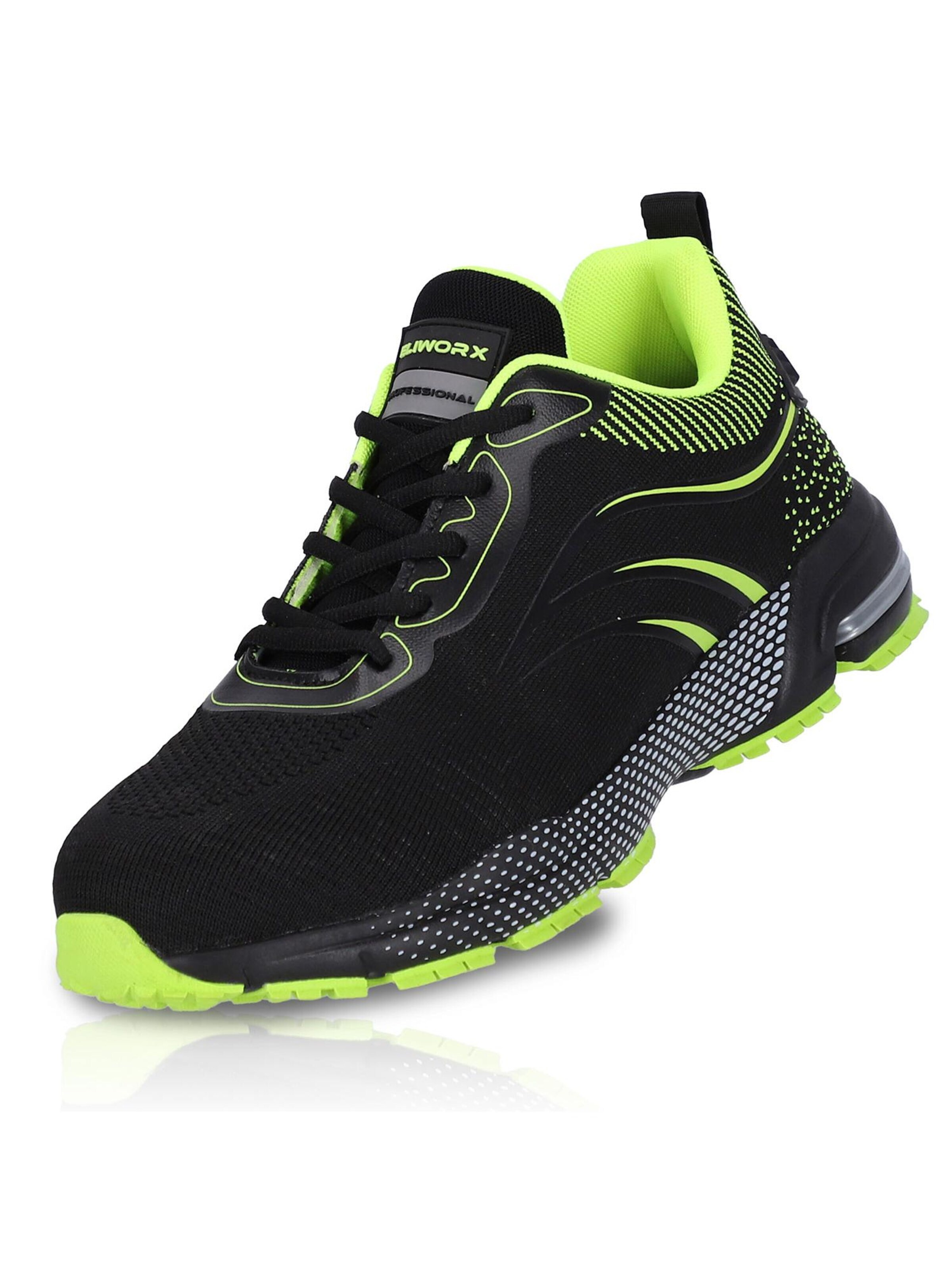 Eliworx Sneakers 'Arbeitsschuhe Damen S1 PL - Onyx Pro Atmungsaktiv - Stahlkappe - Besonders Rutschhemmend' in Green: front
