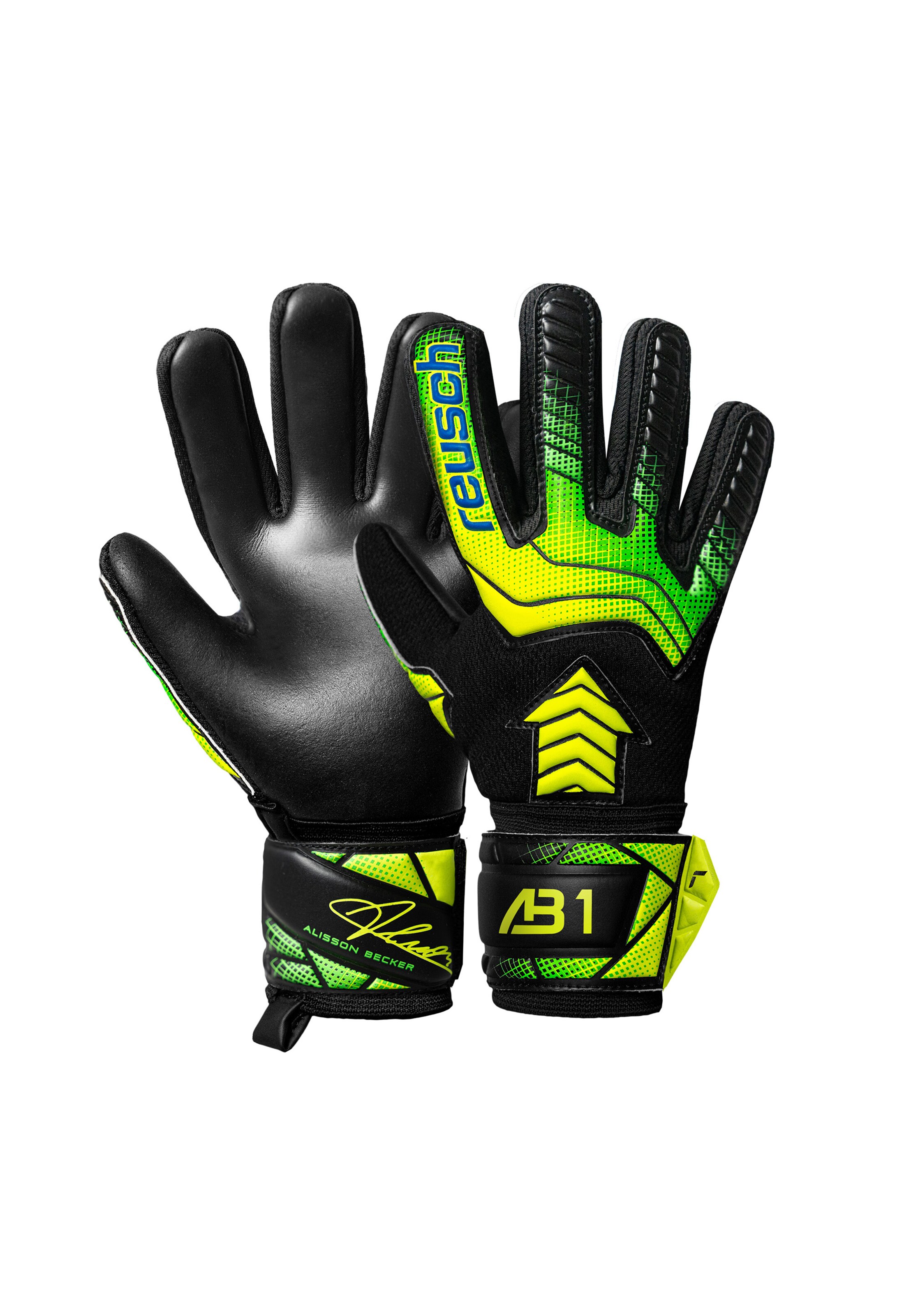 REUSCH Sports gloves 'Attrakt AB1 Silver Junior' in Yellow: front