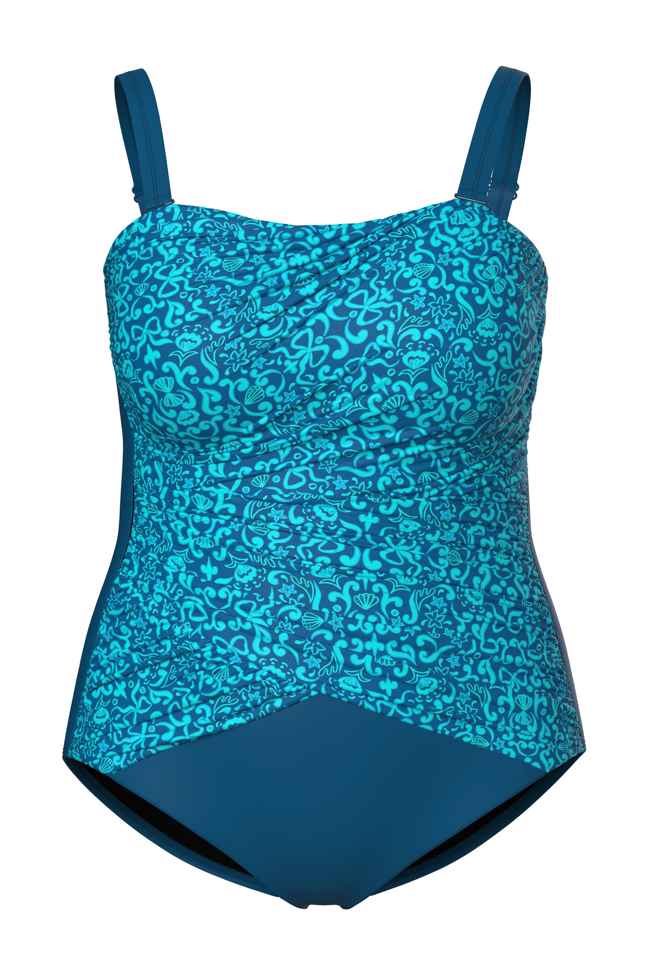 Ulla Popken Bustier Badpak in Blauw: voorkant