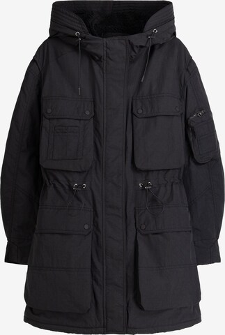 Parka mi-saison Bershka en noir : devant