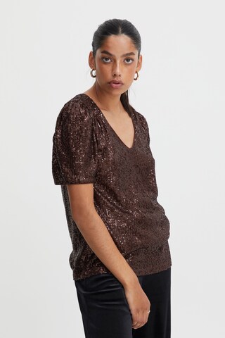 T-shirt ICHI en marron : devant
