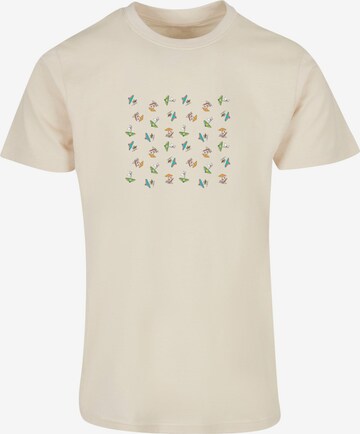 Merchcode T-Shirt  'Peanuts Umbrellas' in Beige: predná strana