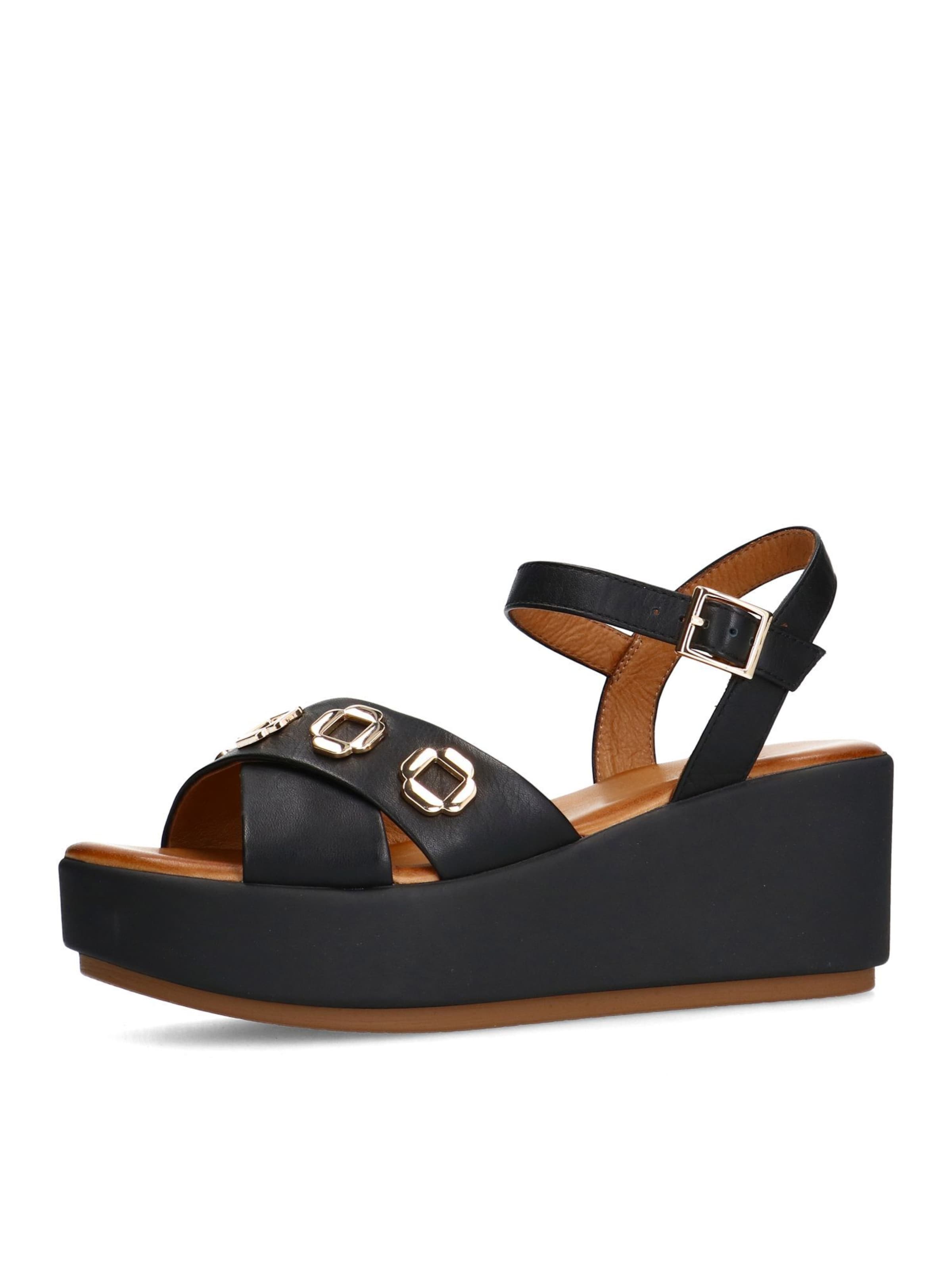 MANFIELD Sandale in Schwarz: Vorderseite