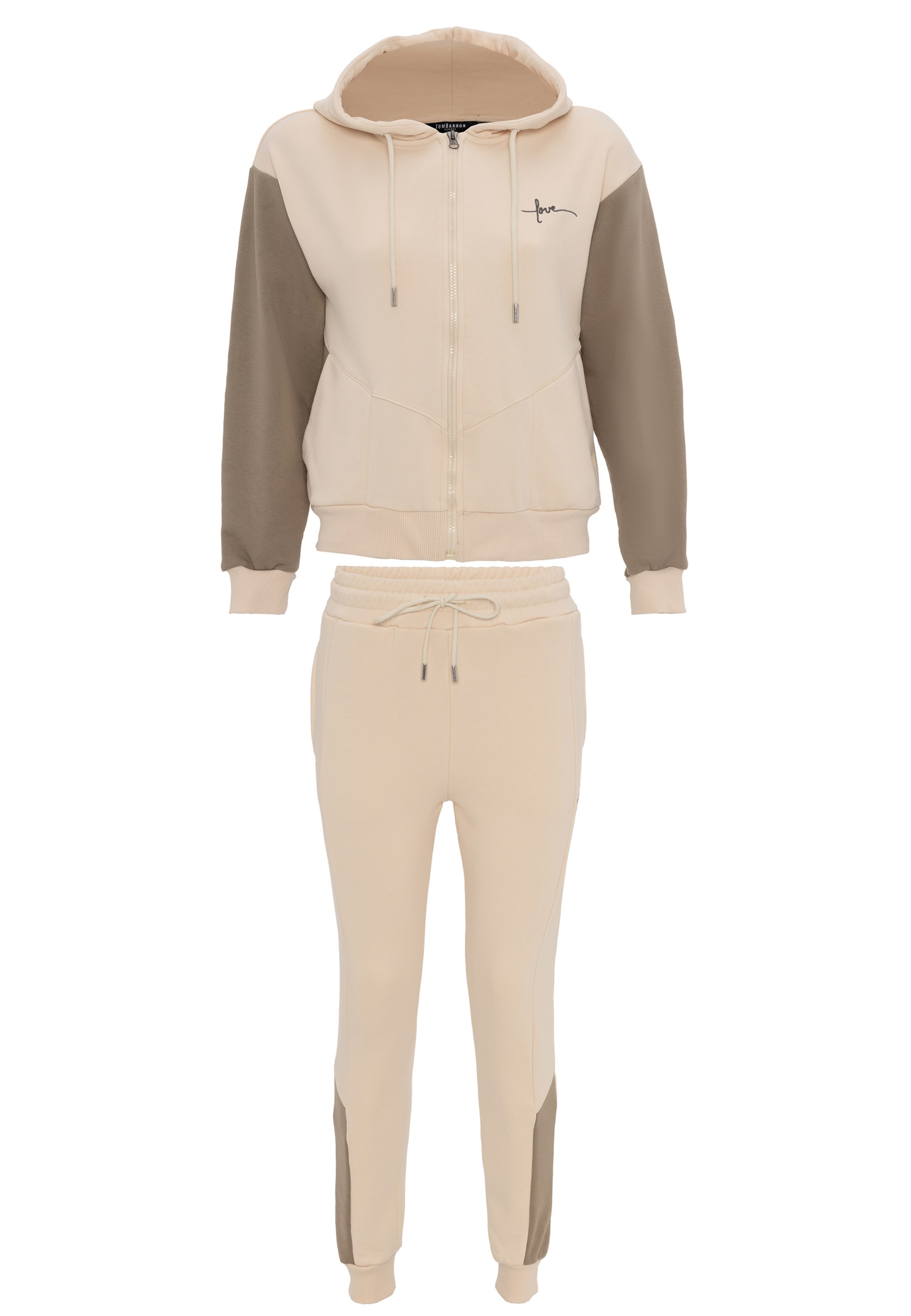 Tom Barron Trainingspak in Beige: voorkant