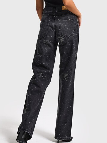 IT'S BASIC Loose fit Jeans 'RHINESTONE LOOSE MID RISE JEANS' in Black