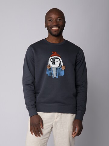 Watapparel Sweatshirt ' Pinguin ' in Grey: front