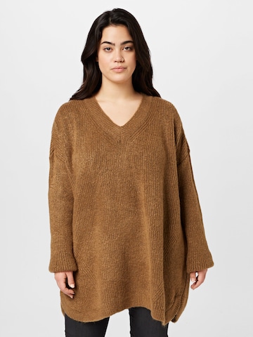 Dorothy Perkins Curve Oversized sweater in Brown: front