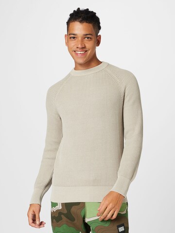 Key Largo Pullover 'FIREFIGHTER' in Beige: Vorderseite