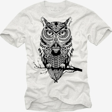 MAKAYA Shirt 'Eule auf Ast' in White: front