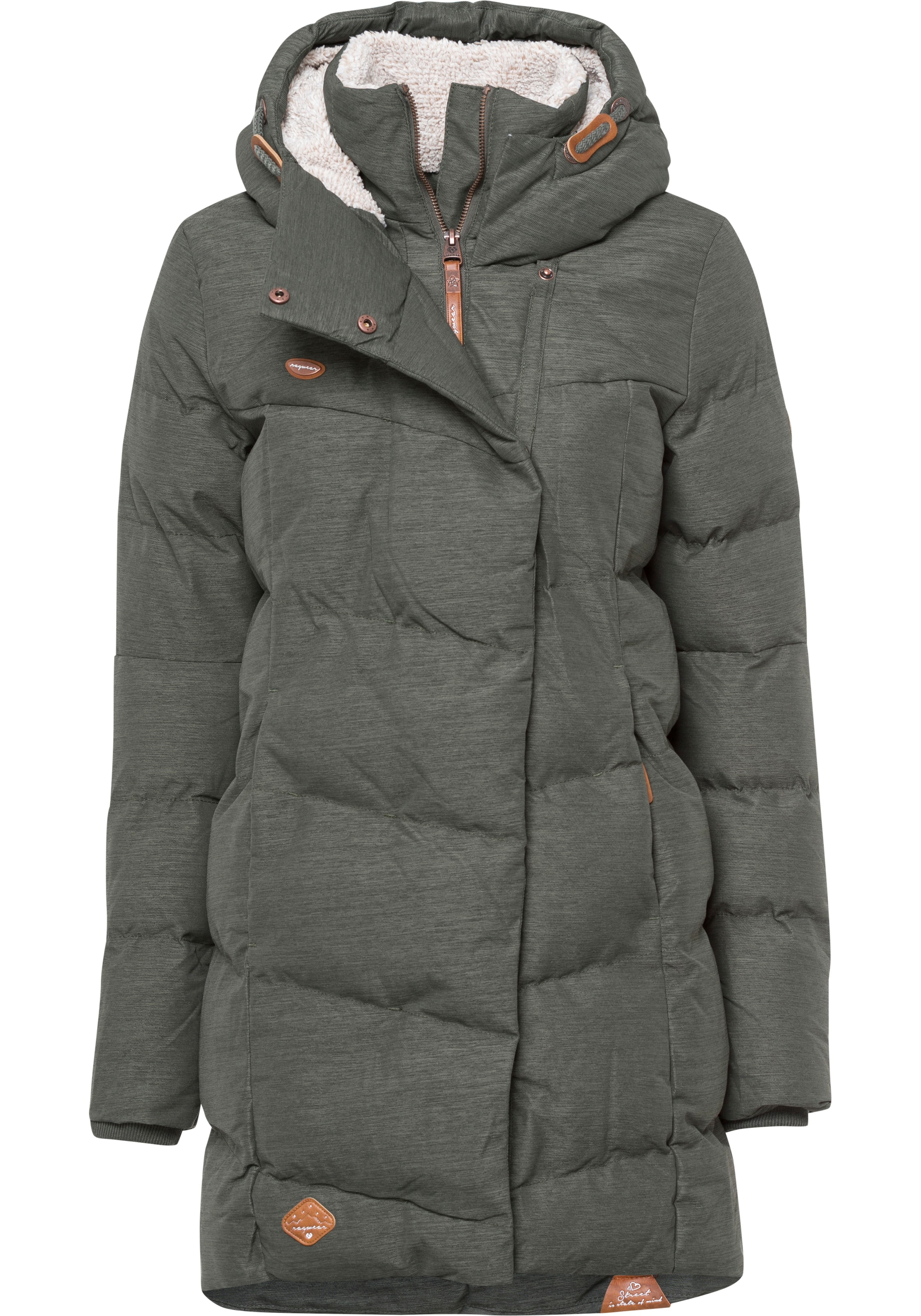 Ragwear Winter Parka in Green: front