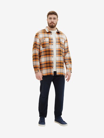 TOM TAILOR Men + Regular fit Button Up Shirt in Orange