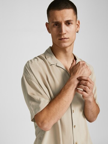 JACK & JONES Comfort fit Button Up Shirt 'Malibu' in Beige