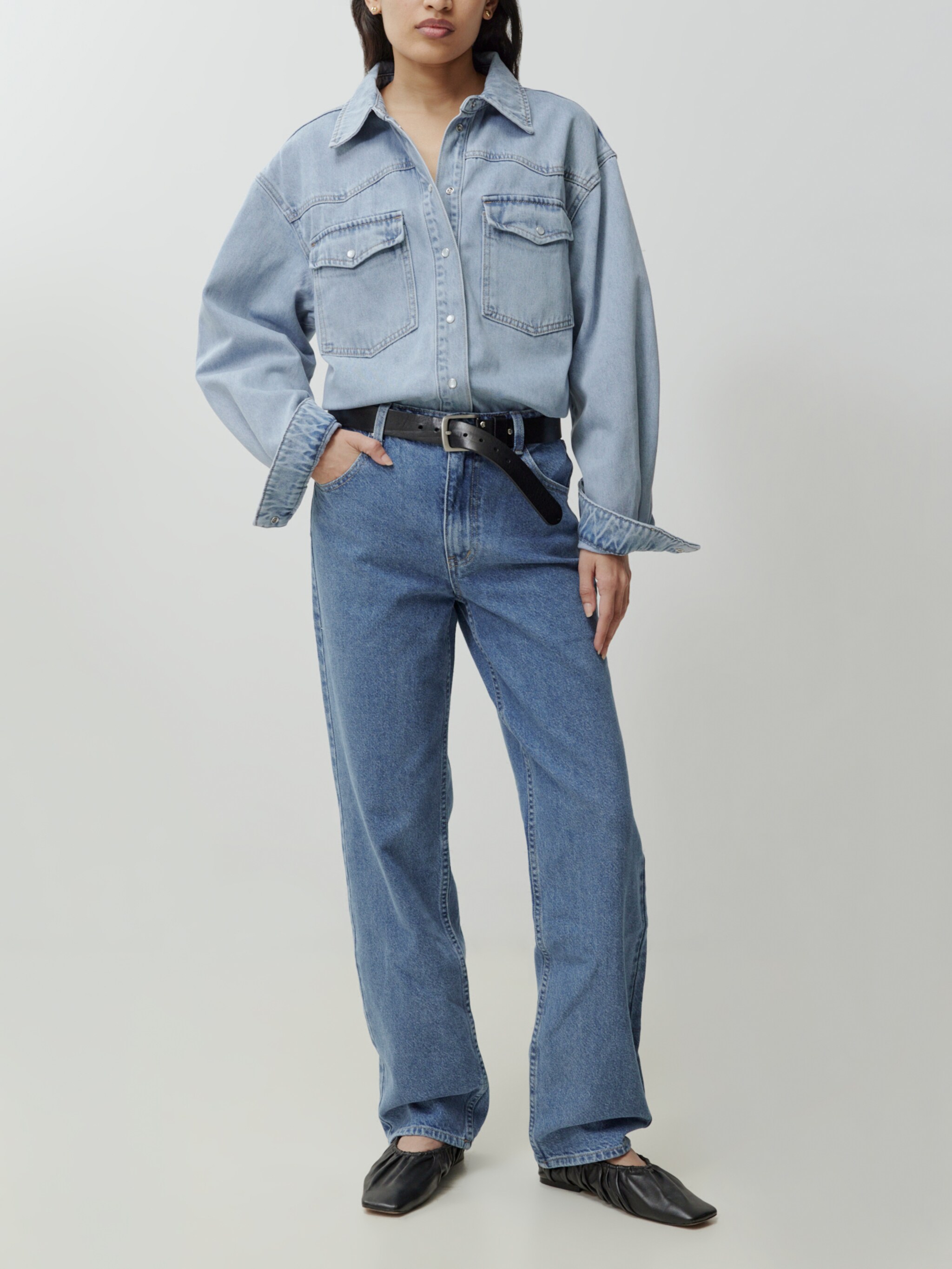 EDITED Producten Blouse 'Jesse' Blauw denim