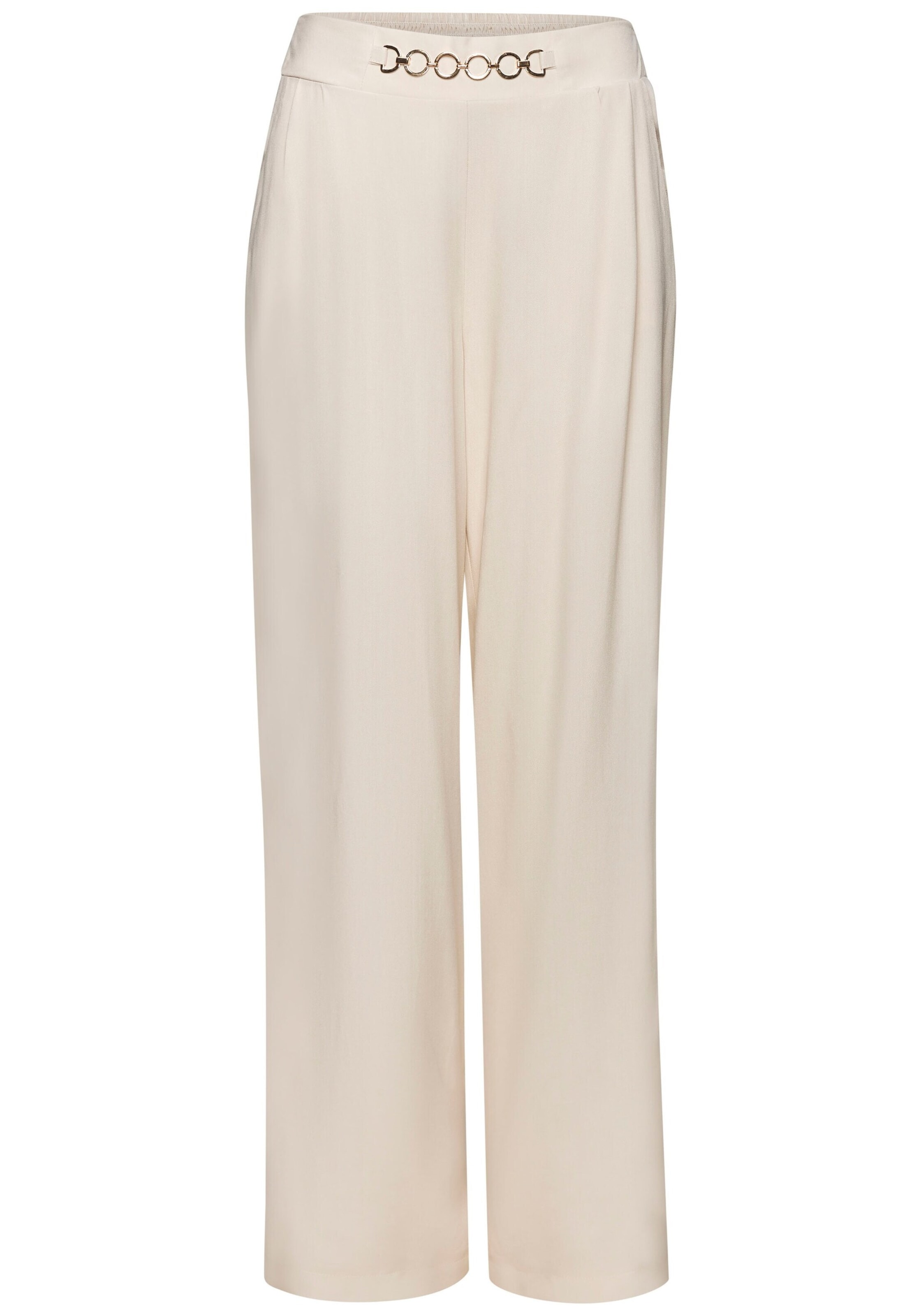 VIVANCE Normální Kalhoty se sklady v pase – béžová: přední strana