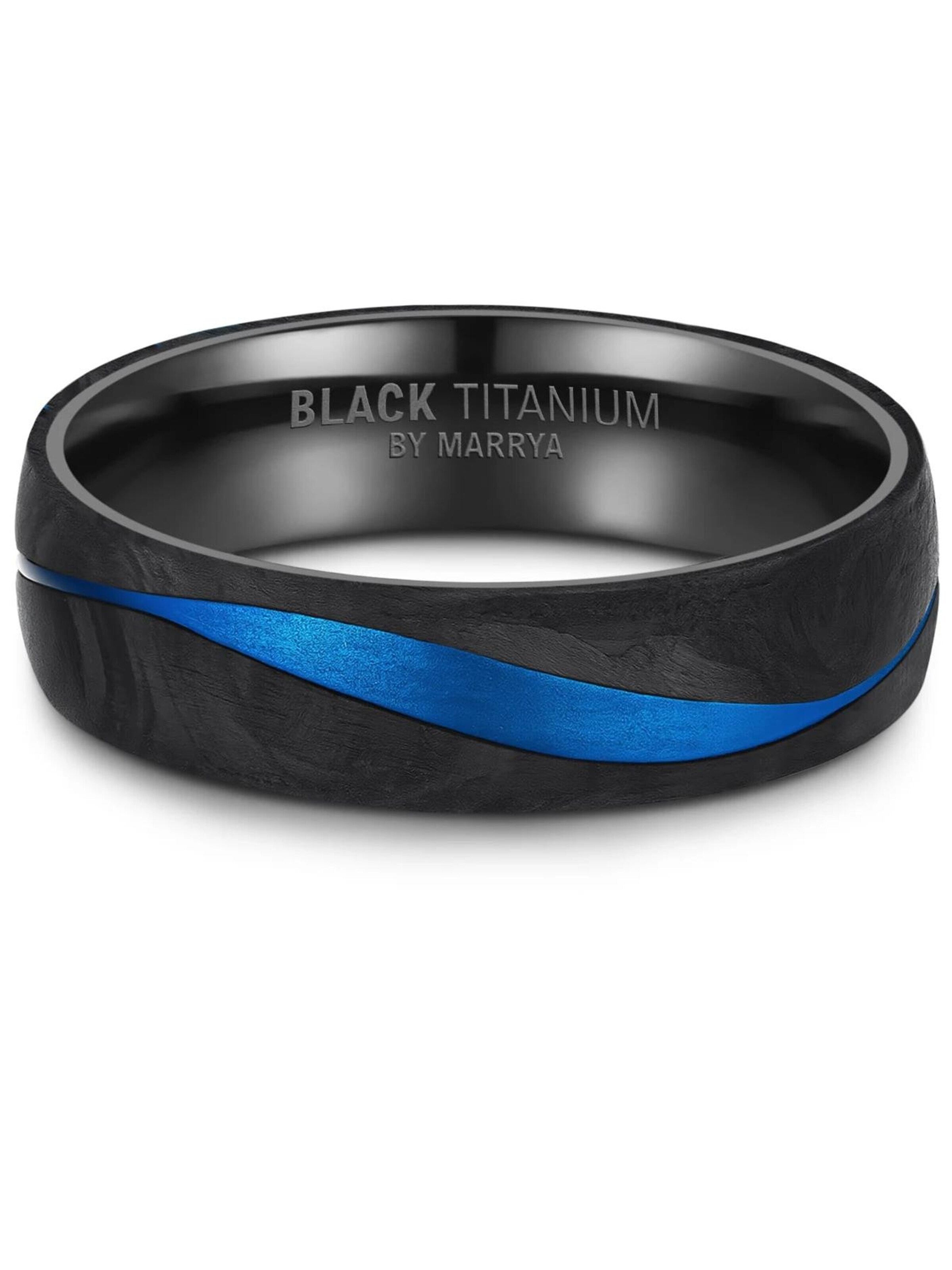 MARRYA Ring 'MARRYA Ehering BT-17 Black Titanium Ocean Blue Edition' in Black