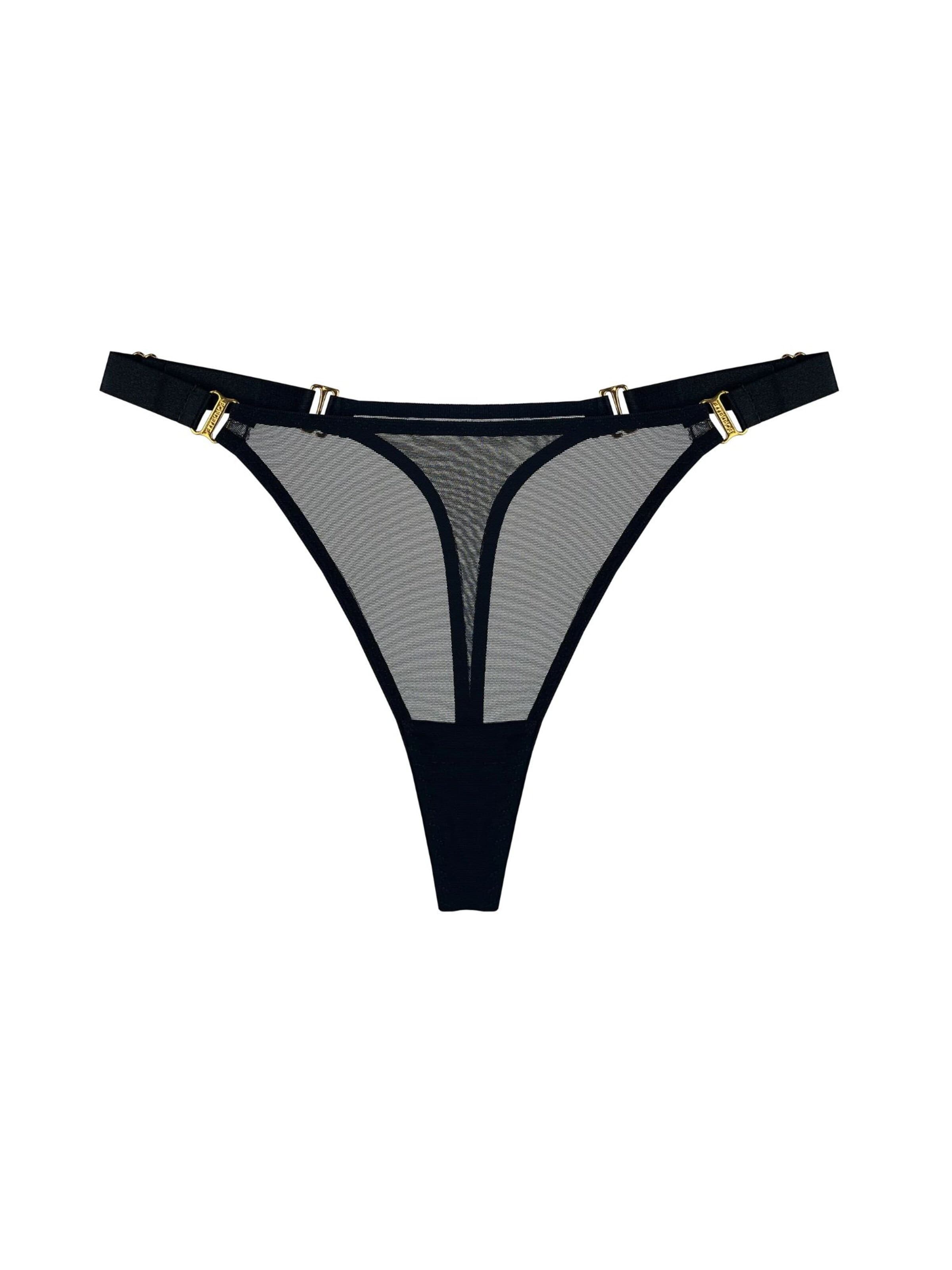 Bordelle String 'Signature'‌‌‌‌‌‌‌ in Schwarz: Vorderseite