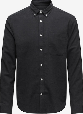 Only & Sons Slim fit Button Up Shirt 'Onsgudmund' in Black: front